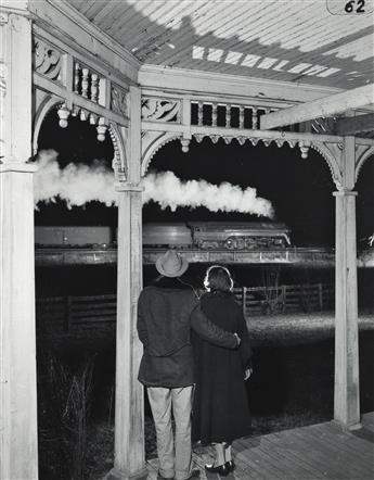 O. WINSTON LINK (1914-2001) Mr. & Mrs. Ben F. Pope & Last Steam Passenger Train, Max Meadows, Virginia * A. L. Poteet lubricates Locomo